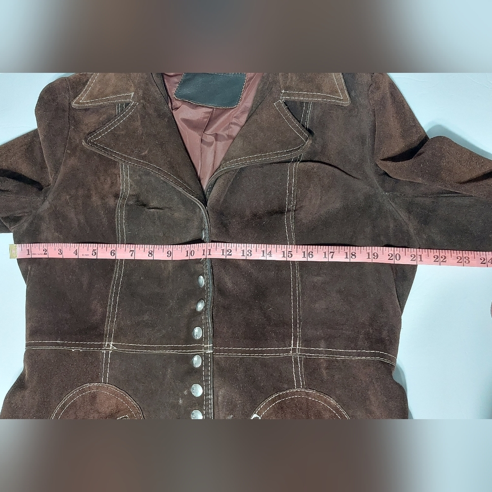 Vintage 60s 70s Brown Suede Jacket - Size L - Picture 8 of 8